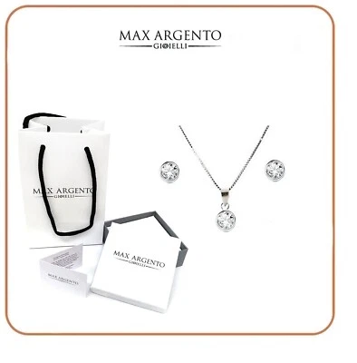 COMPLETO COLLANA E ORECCHINI PUNTO LUCE IN ARGENTO 925 RODIATO ORO BIANCO  - Immagine 1 di 4