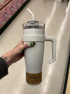Beige Double Wall Insulated Tumbler BPA free with Clear lid and straw - Picture 1 of 4