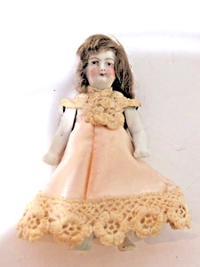 Antique All Bisque 3" German Doll Jointed Arms & Legs painted Face - Picture 1 of 5
