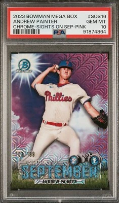 Andrew Painter 2023 Bowman Mega Box Chrome Sights On September Pink SOS16 PSA 10 - Image 1 of 3