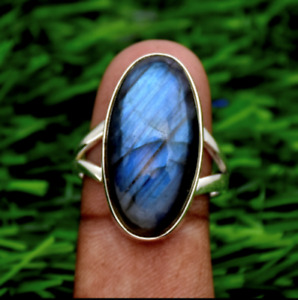 Solid 925 Silver Labradorite stone Handmade Statement All Size Ring   S37