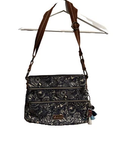 Borsa a tracolla Sakroots Navy Spirit Desert Artist Circle blu stampa zip paisley - Foto 1 di 8