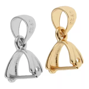 2 Pieces 925 Sterling Silver Pinch Clip Bail Clasp Charm Pendant Connector - Picture 1 of 10