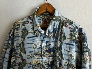 Hilo Hattie Hawiian 100% Silk Button Shirt Blue Floral Tropical Mens XL - Picture 1 of 4