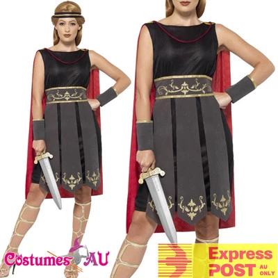 Ladies Xena Gladiator Warrior Costume Princess Roman Spartan Greek Fancy Dress - Image 1 of 4