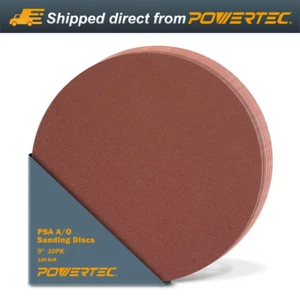 POWERTEC 110590 9" PSA 120 Grit Aluminum Oxide Adhesive Sanding Disc, Pack of 10 - Picture 1 of 10