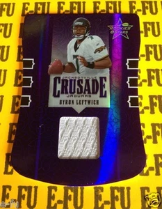 Camiseta deportiva Leaf Rookies Byron Leftwich Crusade 2005 púrpura troquelada baja #d 3/150 - Imagen 1 de 1