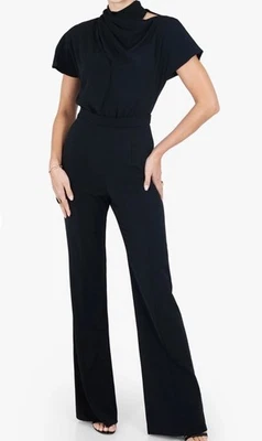 Mono Negro Halo Estella Estella Espalda Abierta Hombro Pierna Ancha Azul Marino Oscuro Talla 10 Foto 1 de 4