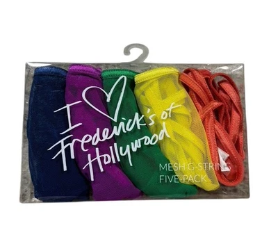 Paquete de 5 cuerdas en G de malla Frederick’s of Hollywood azules. Púrpura. Verde. Amarillo. Rojo M Foto 1 de 2