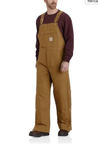 Carhartt Firm Duck Insulated Bib Overalls Brown, loose fit, XL Tall  OR4393-M - Picture 1 of 3