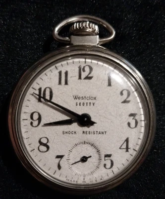 Vintage 1950s - 1960s  Westclox SCOTTY Pocket Watch Shock Resistant - Runs! USA - Image 1 of 4