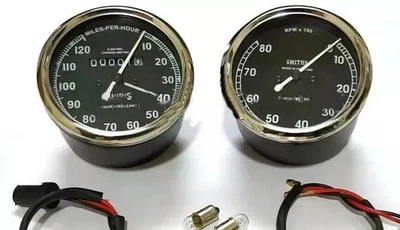 FOR NORTON TRIUMPH SMITHS REPLICA 150 MPH SPEEDOMETER RPM TACHOMETER PAIR Foto 1 de 4