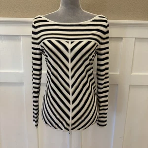 White House Black Market Langarmshirt gestreift Metallic Gr:L - Bild 1 von 10