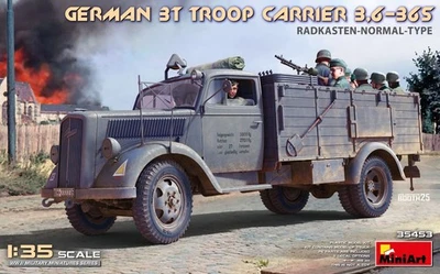 German 3t Troop Carrier 3,6-36S Radkasten-Normal-Type 1:35 Plastic Model Kit - Immagine 1 di 4