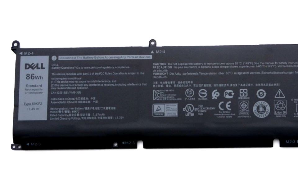 Batería Original 86Wh 69KF2 70N2F Para Dell XPS 15 9500,15 9510,15 9520 Series OEM Foto 1 de 4