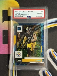 2022 Clearly Donruss TJ Watt Holo Platinum 1/1 Psa 10 Steelers - Picture 1 of 3