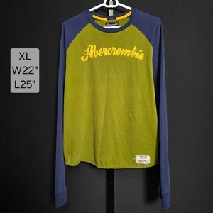 Camiseta Raglán Manga Larga Abercrombie & Fitch XL Azul Marino Oliva Bordada Mus - Imagen 1 de 5