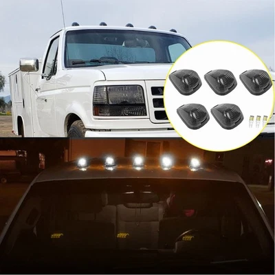 Fit F-250 Ford Duty F-350 Smoke Super Cab Roof Running + Marker Light White LED - Image 1 of 4