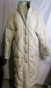 VTG Reversible Goose Down Long Maxi Coat ARCTIC Puffer Womens M SAXTON HALL - Picture 1 of 8