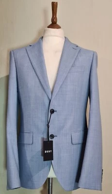 DKNY Moss Bros Wool Blend Suit Jacket Blazer Blue Size uk 40 eu 50 - Image 1 of 4