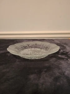 Pasari Crystal Livia Clear Glass Dinner Plate Indonesia Rose Frosted Edge - Picture 1 of 12