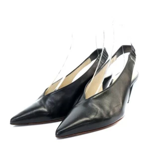 Tod'S Leather Slingback Pumps High Heels Pointed Toe 21Cm Black - Picture 1 of 10