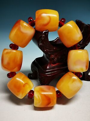 24mm Beads Natural Big Yellow Beeswax Beads Hand Polished Prayer Bracelet Y77 • 0.07£