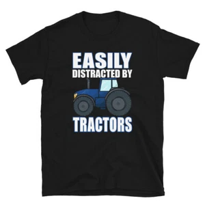 Easily Distracted By Tractors. Farm Harvest Farmer T-shirt - Picture 1 of 3