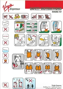 Safety Card - Virgin Express - B737 - Brown Safety Title (S4550) - Bild 1 von 1