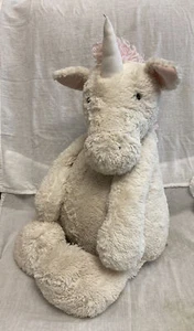 Jellycat London Large 32" Stuffed Really Big Bashful White & Pink Plush Unicorn - Picture 1 of 10