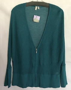 Madison Zipper Cardigan Damen L Türkis Strick Dolmanärmel V-Ausschnitt B8 - Bild 1 von 9