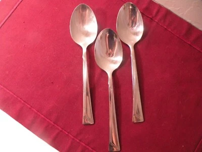 3 Place Oval Soup Spoons Oneida Community ERA Stainless Glossy Flatware 7 1/4" - Image 1 of 4