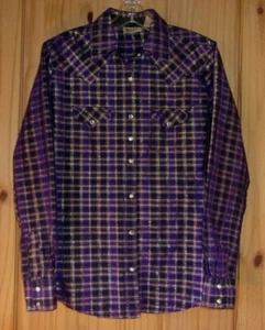 Wrangler Purple & Metallic Gold Long Sleeve Pearl Snap Shirt, Women's S - Picture 1 of 5