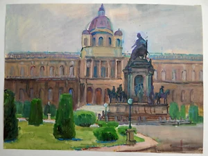 VIENNE Monument Marie-Thérèse Aquarelle par Hubert Hubner 1905 - 1991 - Photo 1/3