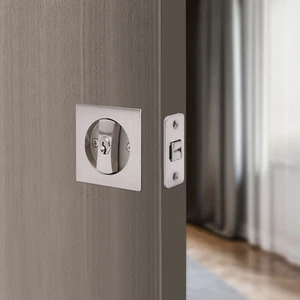 Cavity Sliding door Lock Privacy Function Entry lock Silver Square - Picture 1 of 16