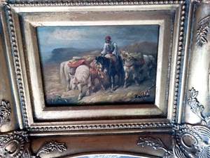 Ölgemälde Araberpferde v. R. WiIson m. Rahmen 27cm X 32cm  sehr guter Zustand. - Bild 1 von 4