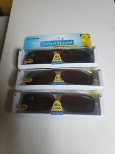 3 Pairs Solar Shield Polarized Clip On Sunglasses 54 rec a Fits Plastic Frame Am - Picture 1 of 1