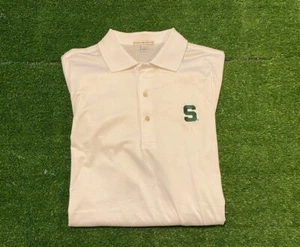 Michigan State shirt mens large Peter Millar golf polo white football MSU I - Picture 1 of 11