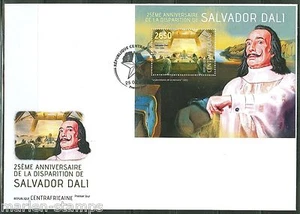 CENTRAL AFRICA 25th MEMORIAL ANNIVERSARY OF SALVADOR DALI SOUVENIR SHEET FDC - Picture 1 of 1