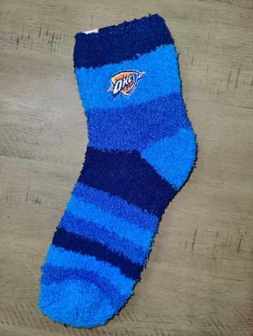 OKC Oklahoma City Thunder Women's Soft Fuzzy Fluffy NBA Ankle Sleep Socks Medium Cover