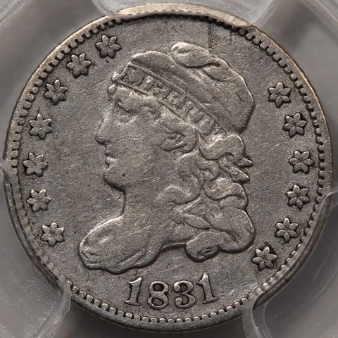 1831 Capped Bust Half Dime PCGS VF-25 Cover