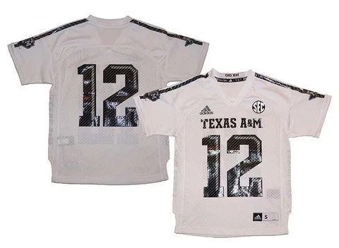 NWT Youth Adidas Texas A&M Aggies #12 NCAA Football Jersey - White Cover