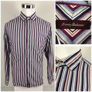 Tommy Bahama Mens Large Shirt 100% Silk Striped Button Front Multicolor Striped - Picture 1 of 12