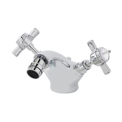 Nuie Beaumont Luxury Mono Bidet Mixer Tap with Waste Dual Handle Chrome Bathroom