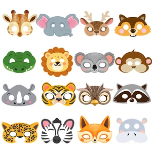Jungle Animal Masks,16 Pcs Safari Animal Party Face Mask Decoration for Kids - Picture 1 of 10