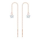 JNK 14K Solid Rose Gold Twinkle Basic Long Threader Drop Dangle a Pair Earrings