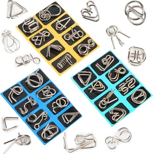 24 Stück Knobelspiele Metall, Metall Puzzle Spielzeug Geduldspiele IQ Spiele Puz - Bild 1 von 12