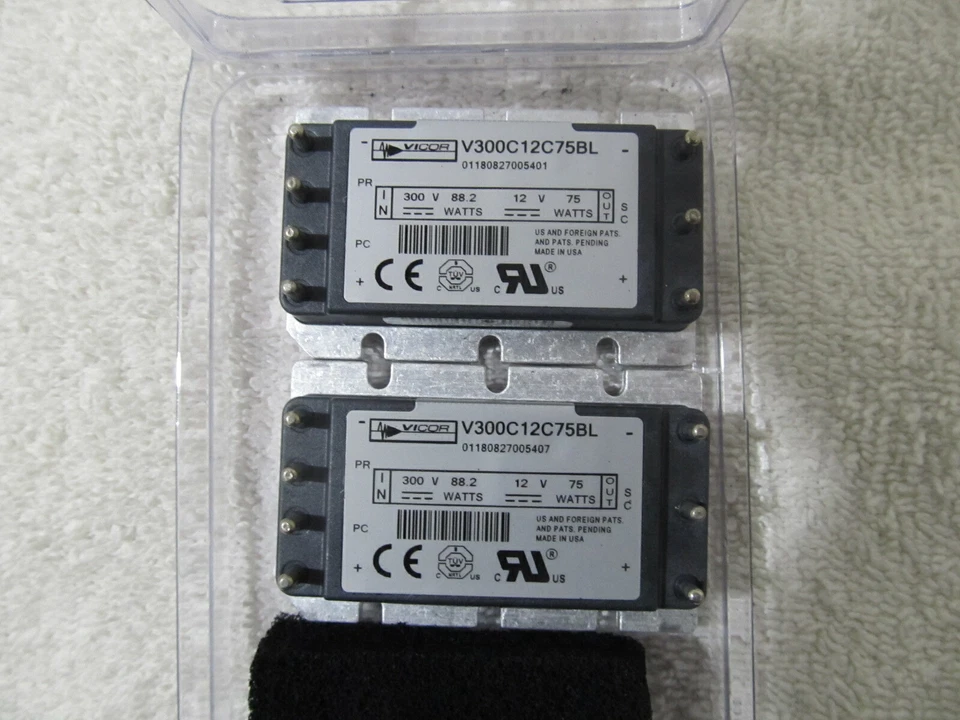2X Vicor V300C12C75BL 300V 88.2W In, 12V 75W Out DC/DC Converter - Image 1 of 1
