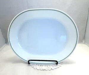 Corelle By Corning Ware White Green Rim 12" x 10" Oval Serving Platter - Picture 1 of 6