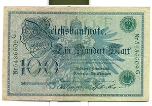 OLD GERMAN REICHSBANKNOTE 100 MARK 1908 - Picture 1 of 1